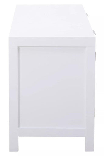 Orsina Sherman White Wood and Rattan Media Unit | Modern TV Stand