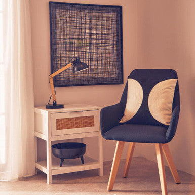 Orsina Sherman White Wood and Rattan Side Table | 1-Drawer Nightstand