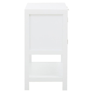 Orsina Sherman White Wood and Rattan 2-Drawer Side Storage Cabinet