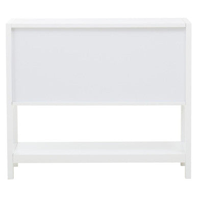 Orsina Sherman White Wood and Rattan 2-Drawer Side Storage Cabinet