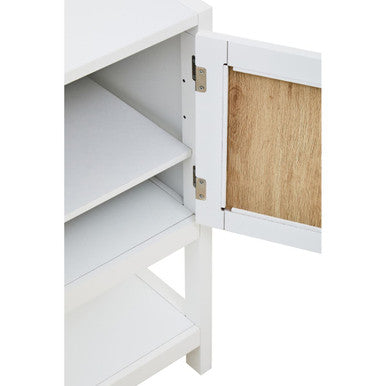 Orsina Sherman White Wood and Rattan 2-Drawer Side Storage Cabinet
