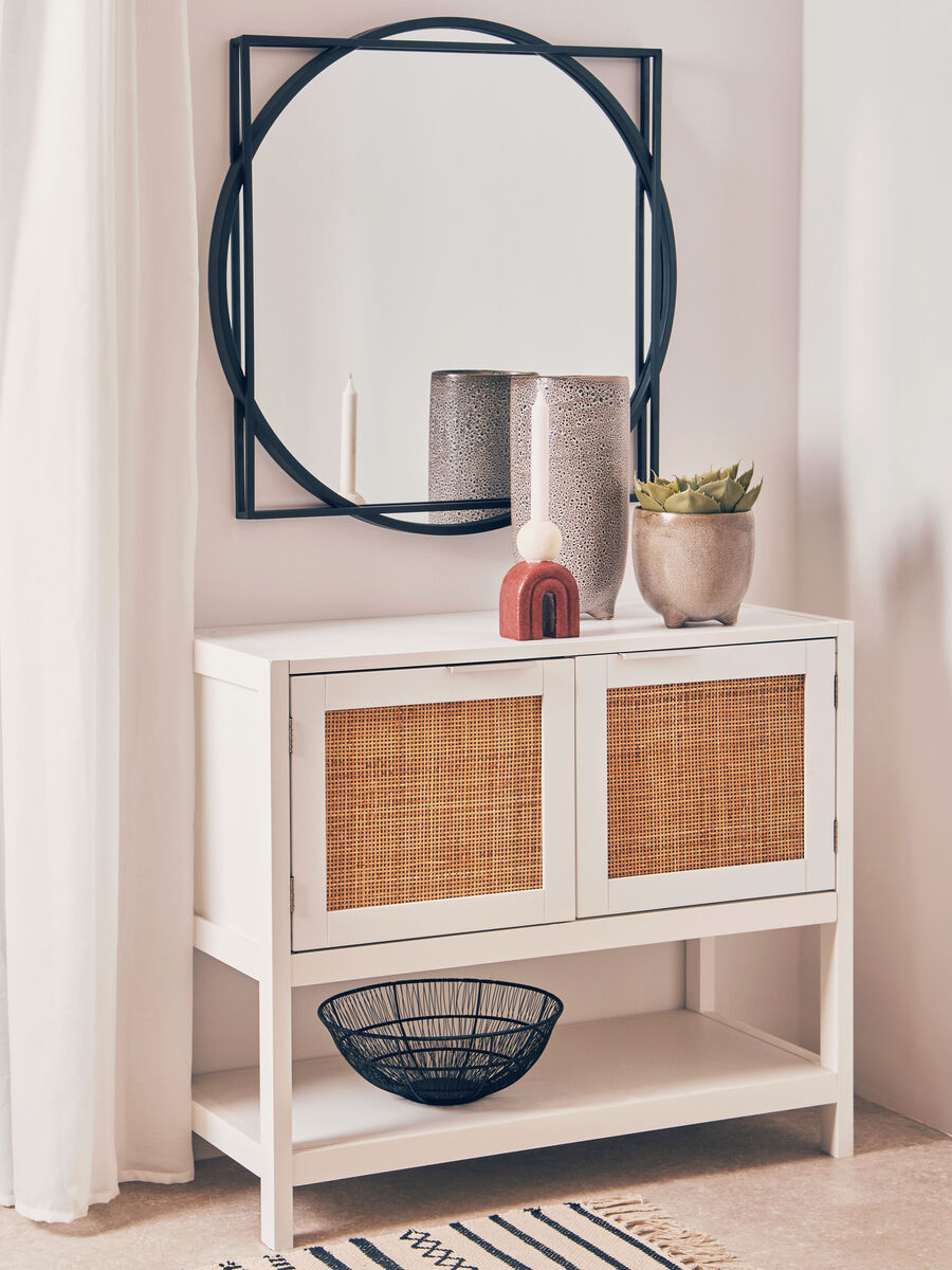 Orsina Sherman White Wood and Rattan 2-Drawer Side Storage Cabinet