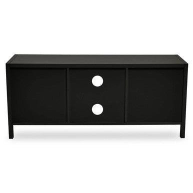 Orsina Sherman Black Wood and Rattan Media Unit | Modern TV Stand