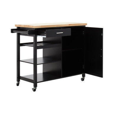 Orsina Frankfurt Black Kitchen Trolley | Modern Rolling Storage Cart