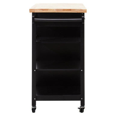Orsina Frankfurt Black Kitchen Trolley | Modern Rolling Storage Cart