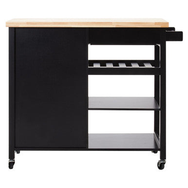 Orsina Frankfurt Black Kitchen Trolley | Modern Rolling Storage Cart