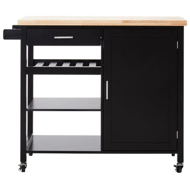 Orsina Frankfurt Black Kitchen Trolley | Modern Rolling Storage Cart