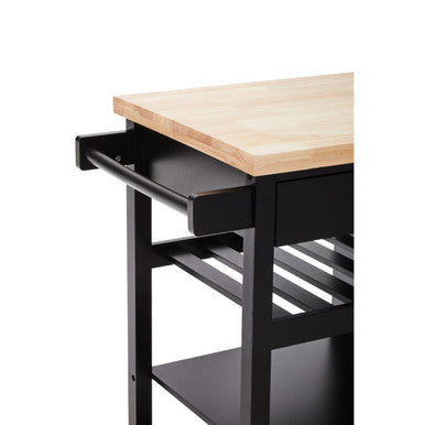Orsina Frankfurt Black Kitchen Trolley | Modern Rolling Storage Cart