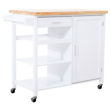 Orsina Frankfurt White Kitchen Trolley – Modern Rolling Storage Cart