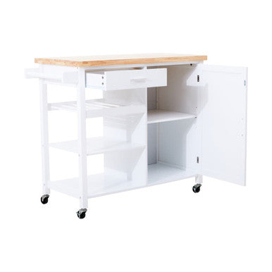 Orsina Frankfurt White Kitchen Trolley – Modern Rolling Storage Cart