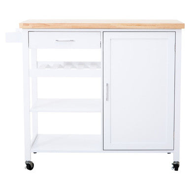 Orsina Frankfurt White Kitchen Trolley – Modern Rolling Storage Cart
