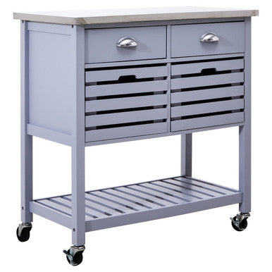 Orsina Frankfurt Grey Kitchen Trolley – Rolling Utility Storage Cart