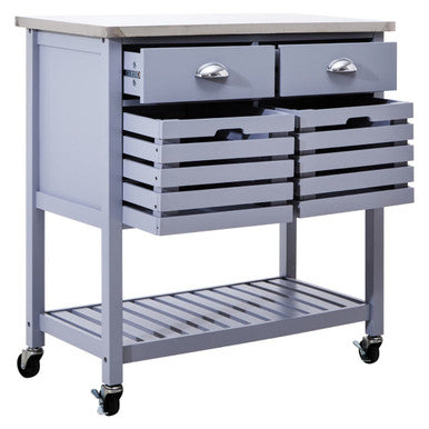 Orsina Frankfurt Grey Kitchen Trolley – Rolling Utility Storage Cart