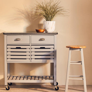 Orsina Frankfurt Grey Kitchen Trolley – Rolling Utility Storage Cart