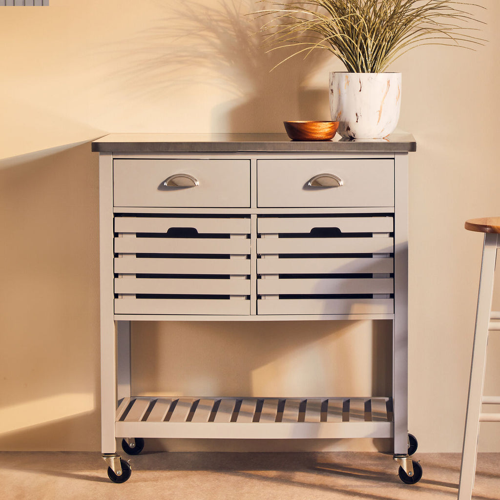 Orsina Frankfurt Grey Kitchen Trolley – Rolling Utility Storage Cart