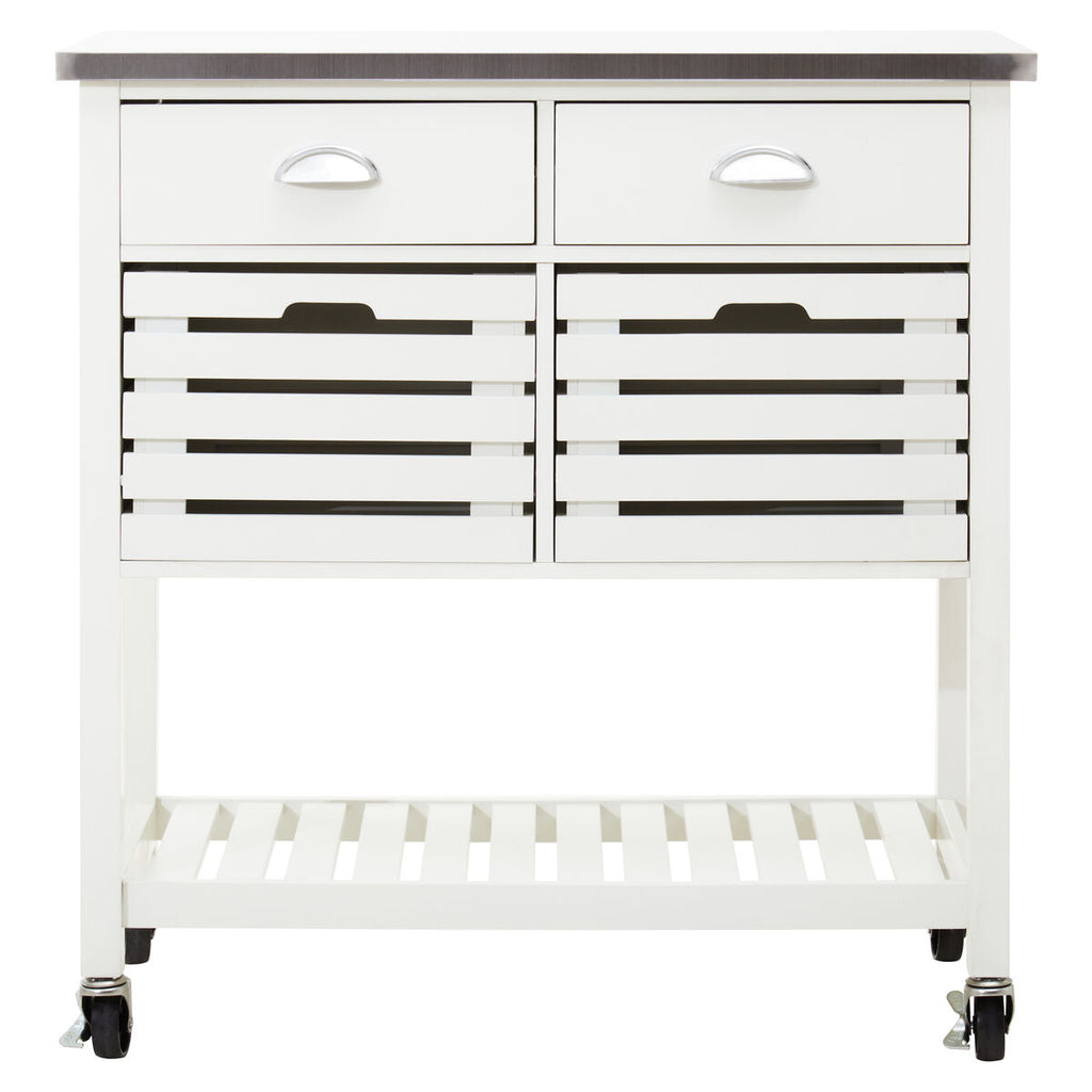 Orsina Frankfurt Kitchen Trolley – Cream Mobile Island with Stainless Top