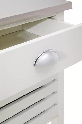 Orsina Frankfurt Kitchen Trolley – Cream Mobile Island with Stainless Top