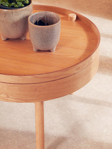 Orsina Viborg Side Table – Modern Revolving Top with Storage