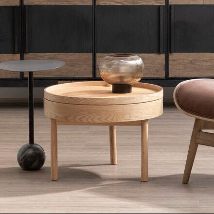 Orsina Viborg Side Table – Modern Revolving Top with Storage