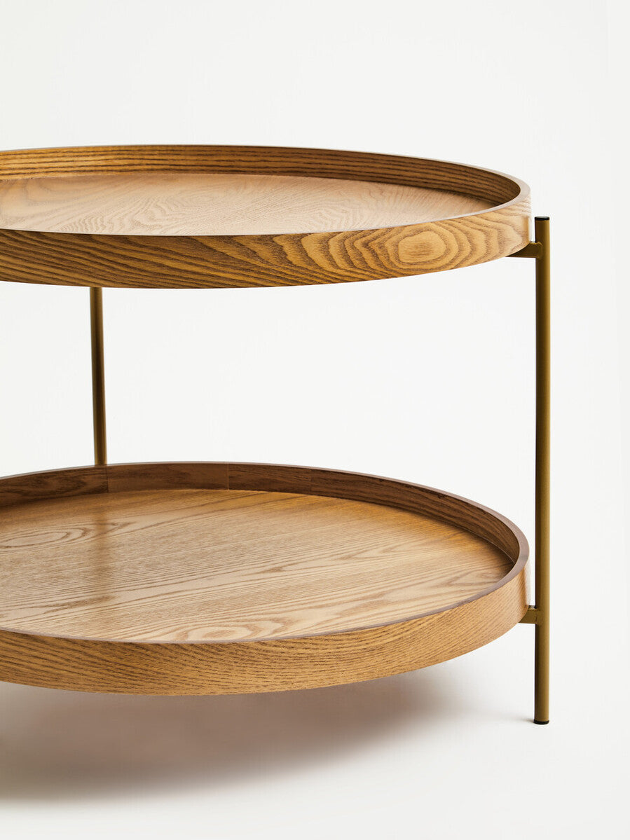Orsina Viborg Two Tier Side Table – Minimalist Natural Wood End Table
