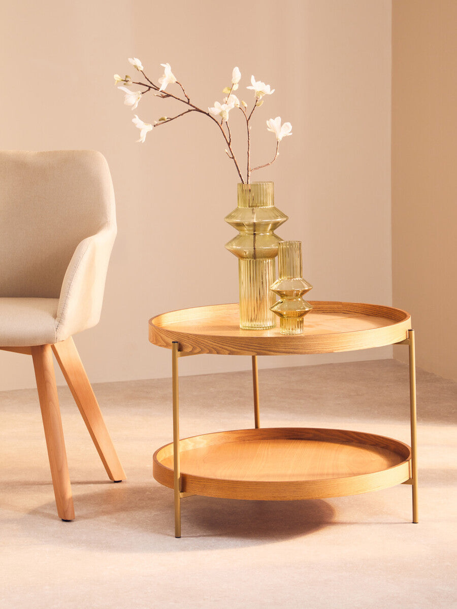 Orsina Viborg Two Tier Side Table – Minimalist Natural Wood End Table