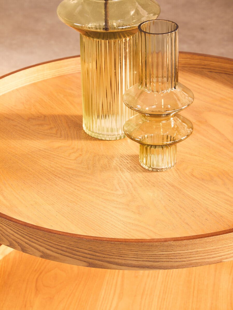 Orsina Viborg Two Tier Side Table – Minimalist Natural Wood End Table