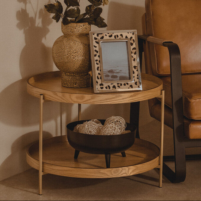 Orsina Viborg Two Tier Side Table – Minimalist Natural Wood End Table