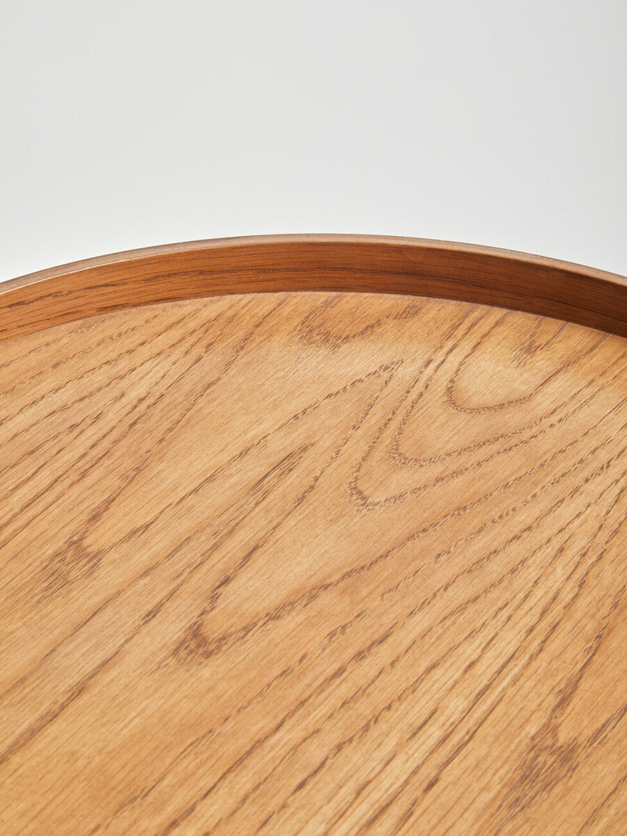 Orsina Viborg Round Wooden Side Table with Hidden Storage - Natural