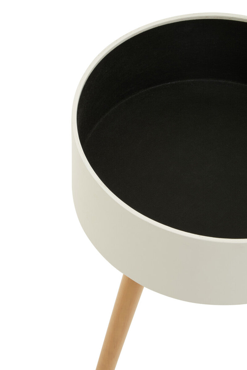 Orsina Viborg Round Wooden Side Table with Hidden Storage - Natural