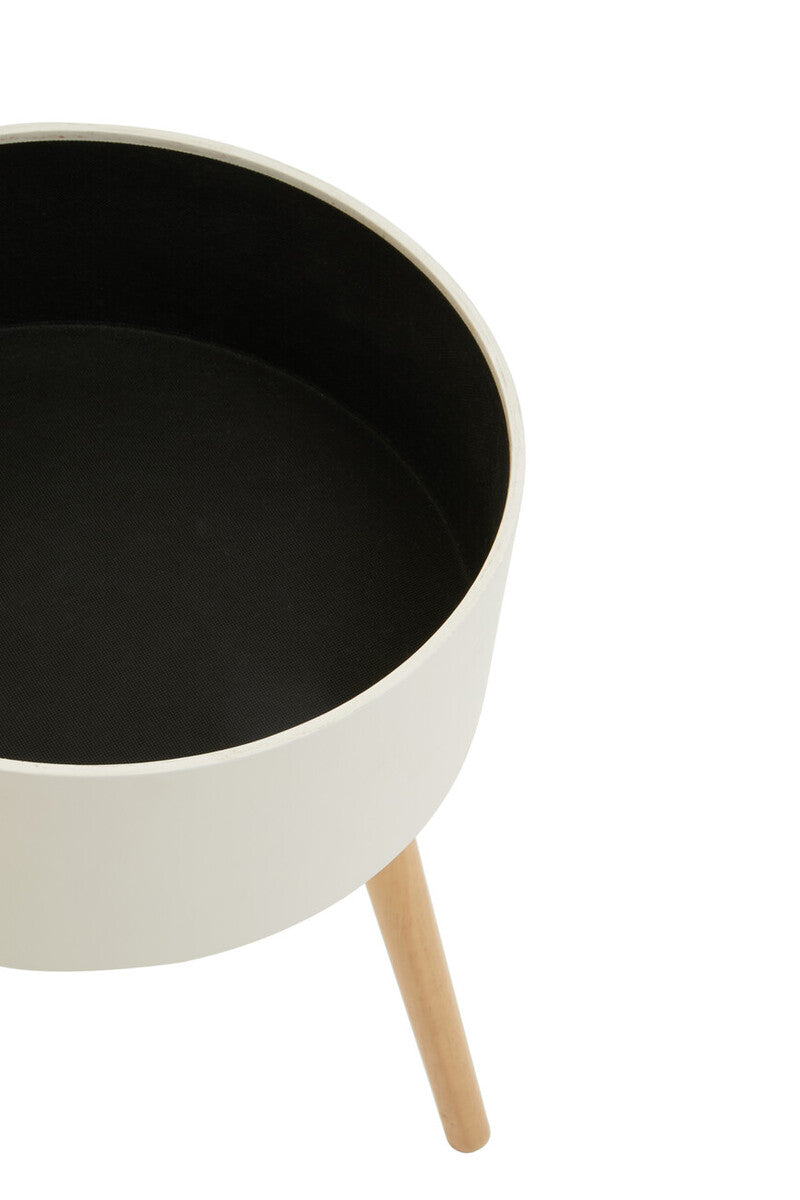 Orsina Viborg Round Wooden Side Table with Hidden Storage - Natural