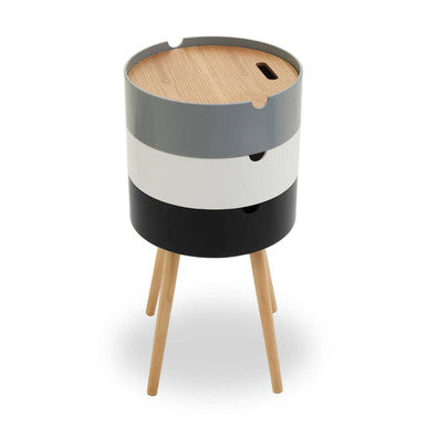 Orsina Viborg 3-Tier Storage Side Table with Pine Wood Legs