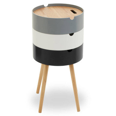 Orsina Viborg 3-Tier Storage Side Table with Pine Wood Legs