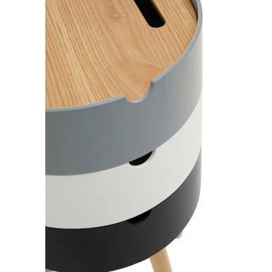 Orsina Viborg 3-Tier Storage Side Table with Pine Wood Legs