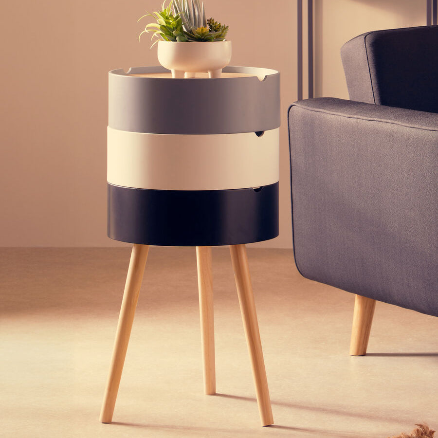 Orsina Viborg 3-Tier Storage Side Table with Pine Wood Legs