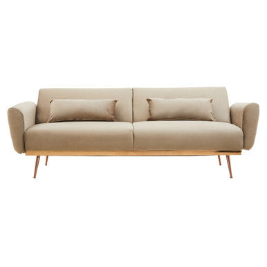 Orsina Hatton Mink Velvet Sofa Bed – Modern Space-Saving Guest Bed