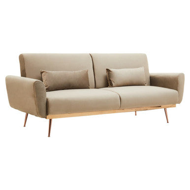 Orsina Hatton Mink Velvet Sofa Bed – Modern Space-Saving Guest Bed