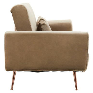 Orsina Hatton Mink Velvet Sofa Bed – Modern Space-Saving Guest Bed