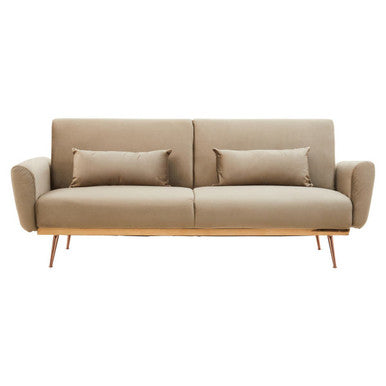 Orsina Hatton Mink Velvet Sofa Bed – Modern Space-Saving Guest Bed