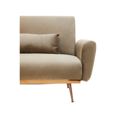 Orsina Hatton Mink Velvet Sofa Bed – Modern Space-Saving Guest Bed