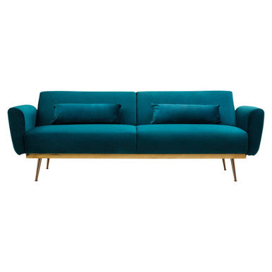 Orsina Hatton Green Velvet Sofa Bed – Mid-Century Convertible Guest Bed