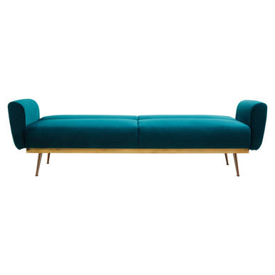 Orsina Hatton Green Velvet Sofa Bed – Mid-Century Convertible Guest Bed