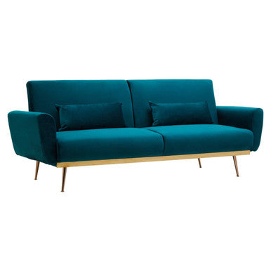 Orsina Hatton Green Velvet Sofa Bed – Mid-Century Convertible Guest Bed