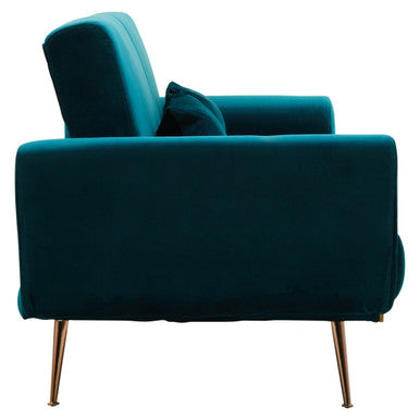 Orsina Hatton Green Velvet Sofa Bed – Mid-Century Convertible Guest Bed