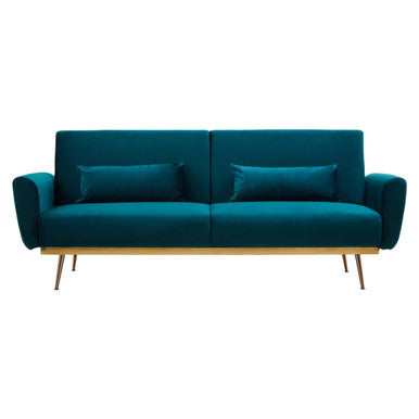 Orsina Hatton Green Velvet Sofa Bed – Mid-Century Convertible Guest Bed