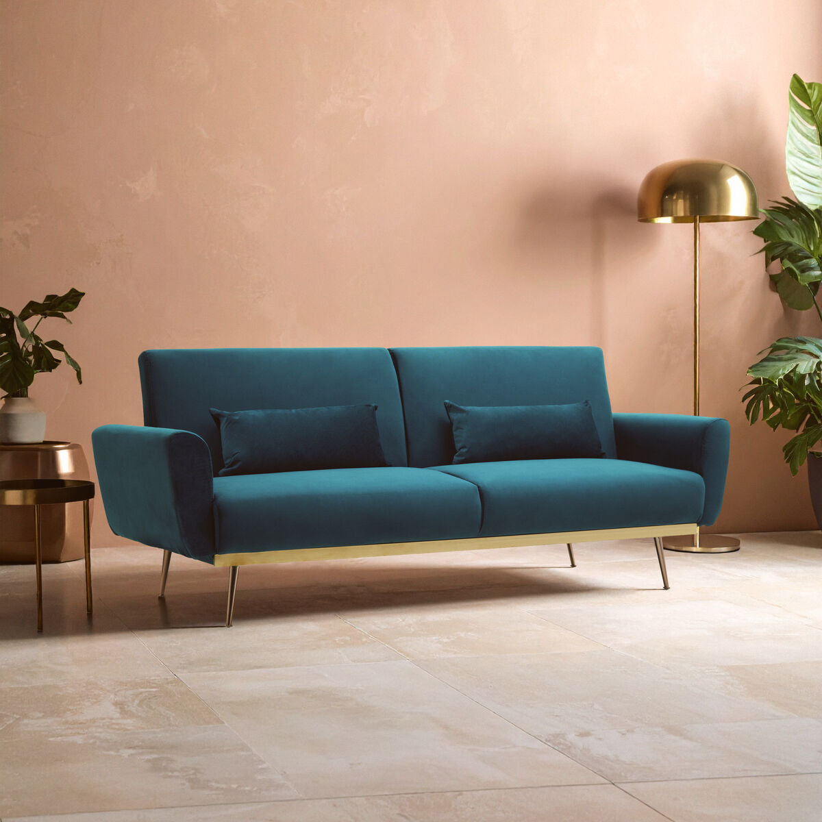 Orsina Hatton Green Velvet Sofa Bed – Mid-Century Convertible Guest Bed