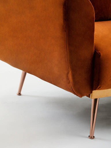 Orsina Hatton Burnt Orange Velvet Sofa Bed – Mid-Century Guest Bed