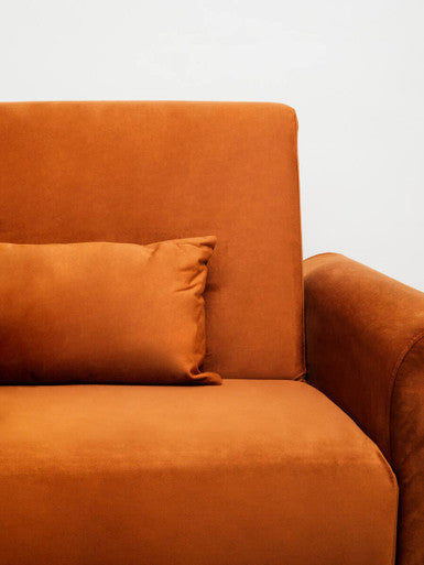 Orsina Hatton Burnt Orange Velvet Sofa Bed – Mid-Century Guest Bed