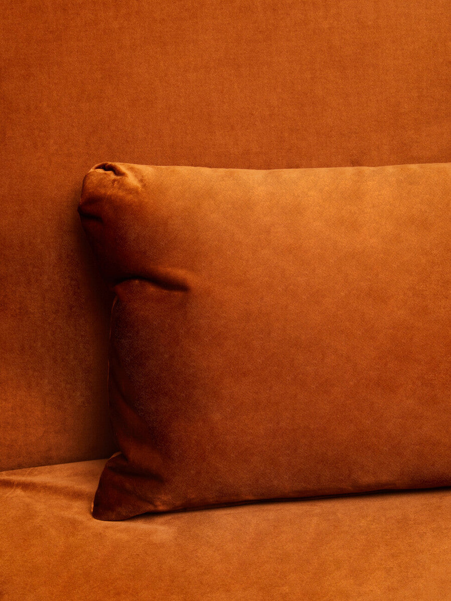 Orsina Hatton Burnt Orange Velvet Sofa Bed – Mid-Century Guest Bed