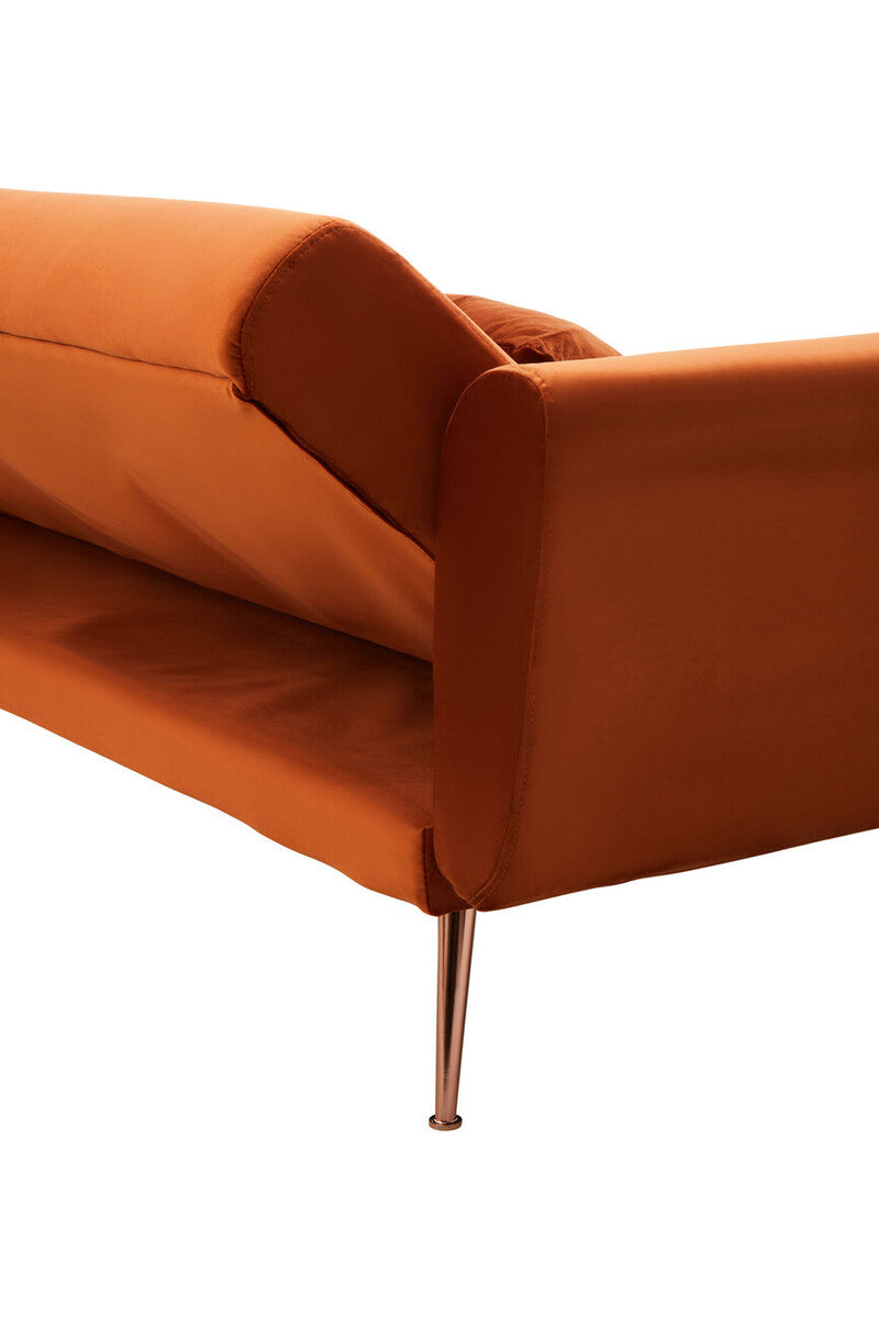 Orsina Hatton Burnt Orange Velvet Sofa Bed – Mid-Century Guest Bed