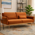 Orsina Hatton Burnt Orange Velvet Sofa Bed – Mid-Century Guest Bed